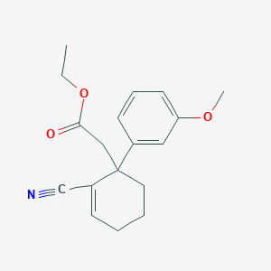 molecular formula C18H21NO3 B14641458 Ethyl 2-[2-cyano-1-(3-methoxyphenyl)cyclohex-2-en-1-yl]acetate CAS No. 51993-77-2