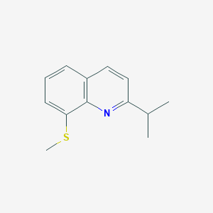 molecular formula C13H15NS B14641489 Quinoline, 2-(1-methylethyl)-8-(methylthio)- CAS No. 54421-23-7