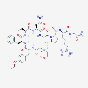 molecular formula C52H75N13O12S2 B146415 Argipressin, 1-(4-thio-4-tetrahydropyranoacetic acid)-O-Et-tyr(2)-val(4)- CAS No. 133073-75-3