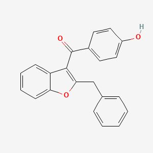 molecular formula C22H16O3 B14641713 Methanone, (4-hydroxyphenyl)[2-(phenylmethyl)-3-benzofuranyl]- CAS No. 55877-40-2
