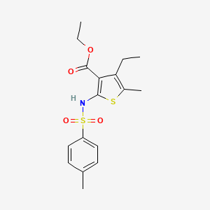 molecular formula C17H21NO4S2 B14641760 Ethyl 4-ethyl-5-methyl-2-[(4-methylbenzene-1-sulfonyl)amino]thiophene-3-carboxylate CAS No. 53976-13-9