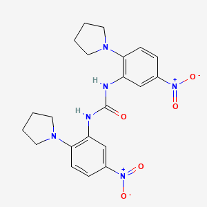 molecular formula C21H24N6O5 B14642020 N,N'-Bis[5-nitro-2-(pyrrolidin-1-yl)phenyl]urea CAS No. 55259-34-2