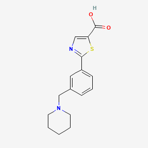 molecular formula C16H18N2O2S B1464214 2-[3-(1-Piperidinylmethyl)phenyl]-1,3-thiazole-5-carboxylic acid CAS No. 1353500-20-5