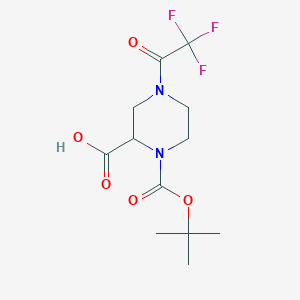 molecular formula C12H17F3N2O5 B1464220 1-(tert-Butoxycarbonyl)-4-(2,2,2-trifluoroacetyl)-2-piperazinecarboxylic acid CAS No. 1353496-73-7