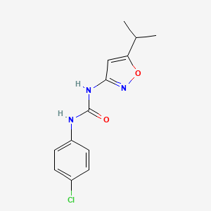 molecular formula C13H14ClN3O2 B14642608 N-(4-Chlorophenyl)-N'-[5-(propan-2-yl)-1,2-oxazol-3-yl]urea CAS No. 55807-84-6