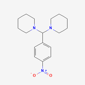 molecular formula C17H25N3O2 B14642649 Piperidine, 1,1'-[(4-nitrophenyl)methylene]bis- CAS No. 55591-35-0
