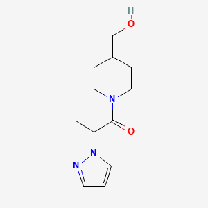 molecular formula C12H19N3O2 B1464292 1-[4-(hydroxymethyl)piperidin-1-yl]-2-(1H-pyrazol-1-yl)propan-1-one CAS No. 1183977-96-9