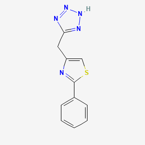 molecular formula C11H9N5S B14643049 Thiazole, 2-phenyl-4-(5(1H)-tetrazolylmethyl)- CAS No. 55315-38-3