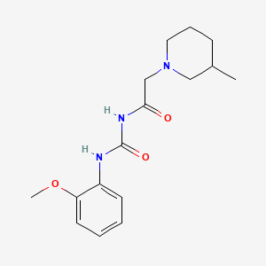 molecular formula C16H23N3O3 B14643303 N-(((2-Methoxyphenyl)amino)carbonyl)-3-methyl-1-piperidineacetamide CAS No. 53412-98-9