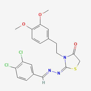 molecular formula C20H19Cl2N3O3S B14643627 Benzaldehyde, 3,4-dichloro-, (3-(2-(3,4-dimethoxyphenyl)ethyl)-4-oxo-2-thiazolidinylidene)hydrazone CAS No. 53068-38-5