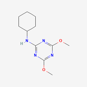 molecular formula C11H18N4O2 B14644360 N-Cyclohexyl-4,6-dimethoxy-1,3,5-triazin-2-amine CAS No. 55338-67-5