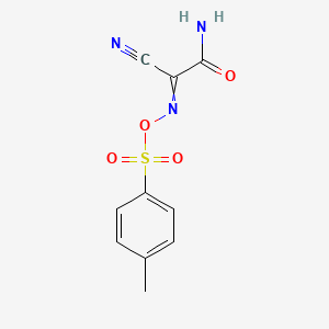 molecular formula C10H9N3O4S B14644503 2-Cyano-2-{[(4-methylbenzene-1-sulfonyl)oxy]imino}acetamide CAS No. 54968-77-3