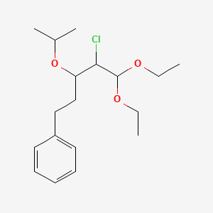 molecular formula C18H29ClO3 B14644552 Benzene, [4-chloro-5,5-diethoxy-3-(1-methylethoxy)pentyl]- CAS No. 56585-19-4