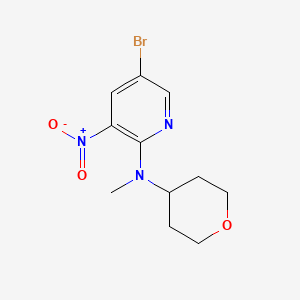molecular formula C11H14BrN3O3 B1464457 5-bromo-N-methyl-3-nitro-N-(oxan-4-yl)pyridin-2-amine CAS No. 1293142-70-7