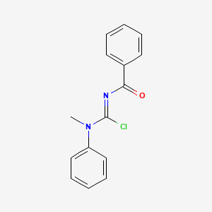 molecular formula C15H13ClN2O B14644675 N'-benzoyl-N-methyl-N-phenylcarbamimidoyl chloride CAS No. 56417-26-6