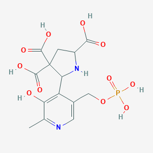 molecular formula C14H17N2O11P B146448 5-{3-Hydroxy-2-methyl-5-[(phosphonooxy)methyl]pyridin-4-yl}pyrrolidine-2,4,4-tricarboxylic acid CAS No. 126706-33-0