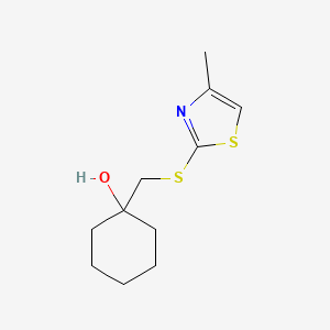 molecular formula C11H17NOS2 B1464484 1-{[(4-Methyl-1,3-thiazol-2-yl)sulfanyl]methyl}cyclohexan-1-ol CAS No. 1496157-39-1