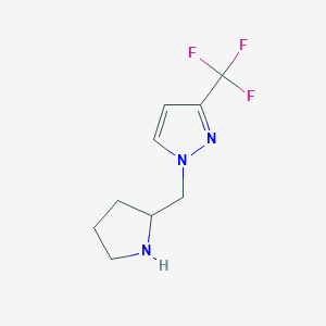 molecular formula C9H12F3N3 B1464487 1-(pyrrolidin-2-ylmethyl)-3-(trifluoromethyl)-1H-pyrazole CAS No. 1248279-42-6