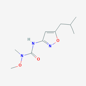 molecular formula C10H17N3O3 B14645033 N-Methoxy-N-methyl-N'-[5-(2-methylpropyl)-1,2-oxazol-3-yl]urea CAS No. 55808-68-9