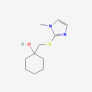 molecular formula C11H18N2OS B1464507 1-{[(1-methyl-1H-imidazol-2-yl)sulfanyl]methyl}cyclohexan-1-ol CAS No. 1467464-15-8