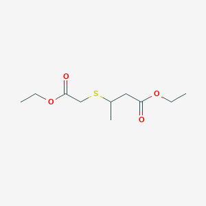 molecular formula C10H18O4S B14645446 Butanoic acid, 3-[(2-ethoxy-2-oxoethyl)thio]-, ethyl ester CAS No. 56291-33-9