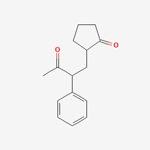 molecular formula C15H18O2 B14645538 Cyclopentanone, 2-(3-oxo-2-phenylbutyl)- CAS No. 55110-09-3
