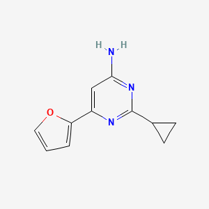 molecular formula C11H11N3O B1464554 2-Cyclopropyl-6-(furan-2-yl)pyrimidin-4-amine CAS No. 1249209-51-5