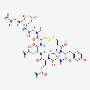 molecular formula C43H64FN11O11S2 B14645688 Oxytocin, desamino-(4-fluoro-phe)(2)- CAS No. 52574-21-7