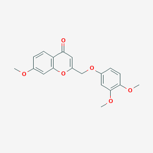 molecular formula C19H18O6 B14645963 2-[(3,4-Dimethoxyphenoxy)methyl]-7-methoxy-4H-1-benzopyran-4-one CAS No. 54523-50-1