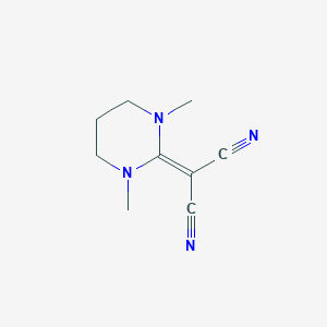 molecular formula C9H12N4 B14646059 Propanedinitrile, (tetrahydro-1,3-dimethyl-2(1H)-pyrimidinylidene)- CAS No. 55727-22-5