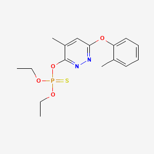 molecular formula C16H21N2O4PS B14646061 Phosphorothioic acid, O,O-diethyl O-(4-methyl-6-(2-methylphenoxy)-3-pyridazinyl) ester CAS No. 53605-22-4