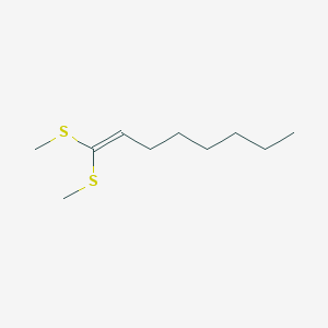 molecular formula C10H20S2 B14646437 1-Octene, 1,1-bis(methylthio)- CAS No. 56772-89-5