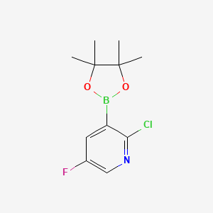 molecular formula C11H14BClFNO2 B1464653 2-Chloro-5-fluoro-3-(4,4,5,5-tetramethyl-1,3,2-dioxaborolan-2-YL)pyridine CAS No. 1492890-58-0