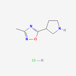 molecular formula C7H12ClN3O B1464655 3-Methyl-5-(pyrrolidin-3-yl)-1,2,4-oxadiazole hydrochloride CAS No. 1121057-52-0