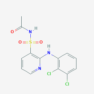 molecular formula C13H11Cl2N3O3S B14646771 Acetamide, N-[[2-[(2,3-dichlorophenyl)amino]-3-pyridinyl]sulfonyl]- CAS No. 55841-90-2
