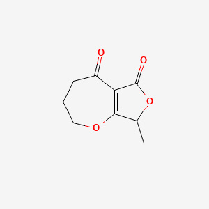 molecular formula C9H10O4 B14646939 Furo[3,4-b]oxepin-5,6(2H,8H)-dione, 3,4-dihydro-8-methyl- CAS No. 52646-28-3