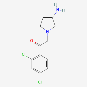 molecular formula C12H14Cl2N2O B1464709 2-(3-氨基吡咯烷-1-基)-1-(2,4-二氯苯基)乙烷-1-酮 CAS No. 1283651-76-2