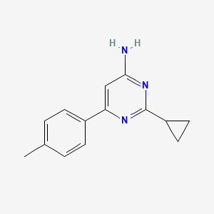molecular formula C14H15N3 B1464722 2-环丙基-6-(4-甲基苯基)嘧啶-4-胺 CAS No. 1306432-85-8