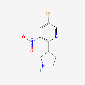 molecular formula C9H10BrN3O2 B1464743 5-溴-3-硝基-2-(吡咯烷-3-基)吡啶 CAS No. 1020253-22-8