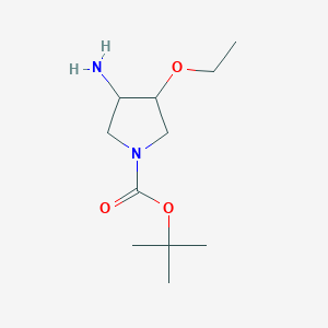 molecular formula C11H22N2O3 B1464752 tert-Butyl 3-amino-4-ethoxy-1-pyrrolidinecarboxylate CAS No. 1497325-09-3