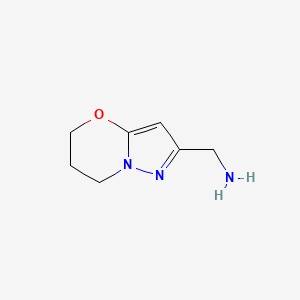 molecular formula C7H11N3O B1464753 (6,7-dihydro-5H-pyrazolo[5,1-b][1,3]oxazin-2-ylmethyl)amine CAS No. 1239759-07-9