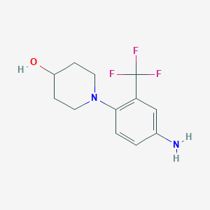 molecular formula C12H15F3N2O B1464756 1-[4-Amino-2-(trifluoromethyl)phenyl]-4-piperidinol CAS No. 1184392-98-0
