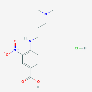 molecular formula C12H18ClN3O4 B1464771 4-{[3-(Dimethylamino)propyl]amino}-3-nitrobenzoic acid hydrochloride CAS No. 1219964-15-4