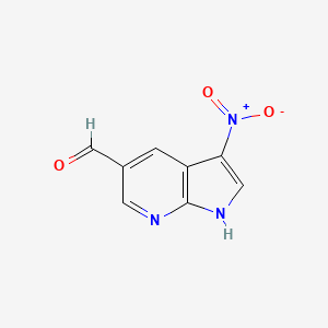 molecular formula C8H5N3O3 B1464819 3-nitro-1H-pyrrolo[2,3-b]pyridine-5-carbaldehyde CAS No. 1167056-97-4