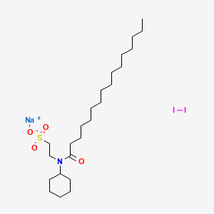 molecular formula C24H46I2NNaO4S B14648256 Sodium;2-[cyclohexyl(hexadecanoyl)amino]ethanesulfonate;molecular iodine CAS No. 53404-81-2