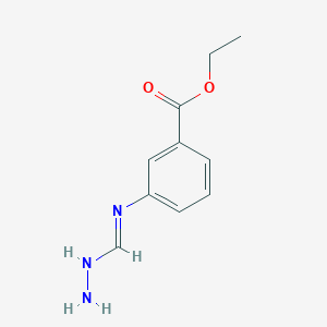 molecular formula C10H13N3O2 B14648315 Ethyl 3-[(E)-(hydrazinylmethylidene)amino]benzoate CAS No. 50466-30-3