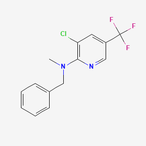 molecular formula C14H12ClF3N2 B1464837 N-benzyl-3-chloro-N-methyl-5-(trifluoromethyl)pyridin-2-amine CAS No. 1220030-73-8