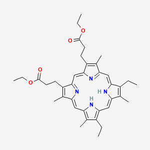 molecular formula C38H46N4O4 B14648460 Ethyl 3-[18-(3-ethoxy-3-oxopropyl)-8,13-diethyl-3,7,12,17-tetramethyl-22,23-dihydroporphyrin-2-yl]propanoate CAS No. 49620-57-7