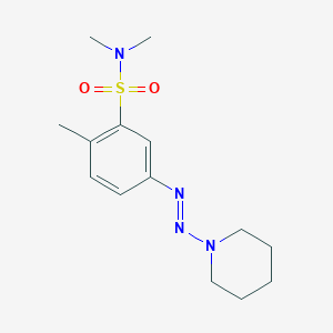 molecular formula C14H22N4O2S B14648688 N,N,2-Trimethyl-5-[(E)-(piperidin-1-yl)diazenyl]benzene-1-sulfonamide CAS No. 50355-03-8