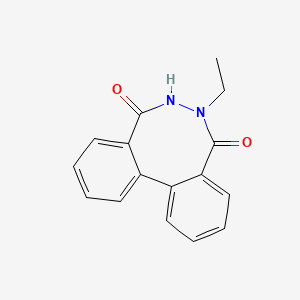 molecular formula C16H14N2O2 B14648709 Dibenzo(d,f)(1,2)diazocine-5,8-dione, 6,7-dihydro-6-ethyl- CAS No. 53325-55-6